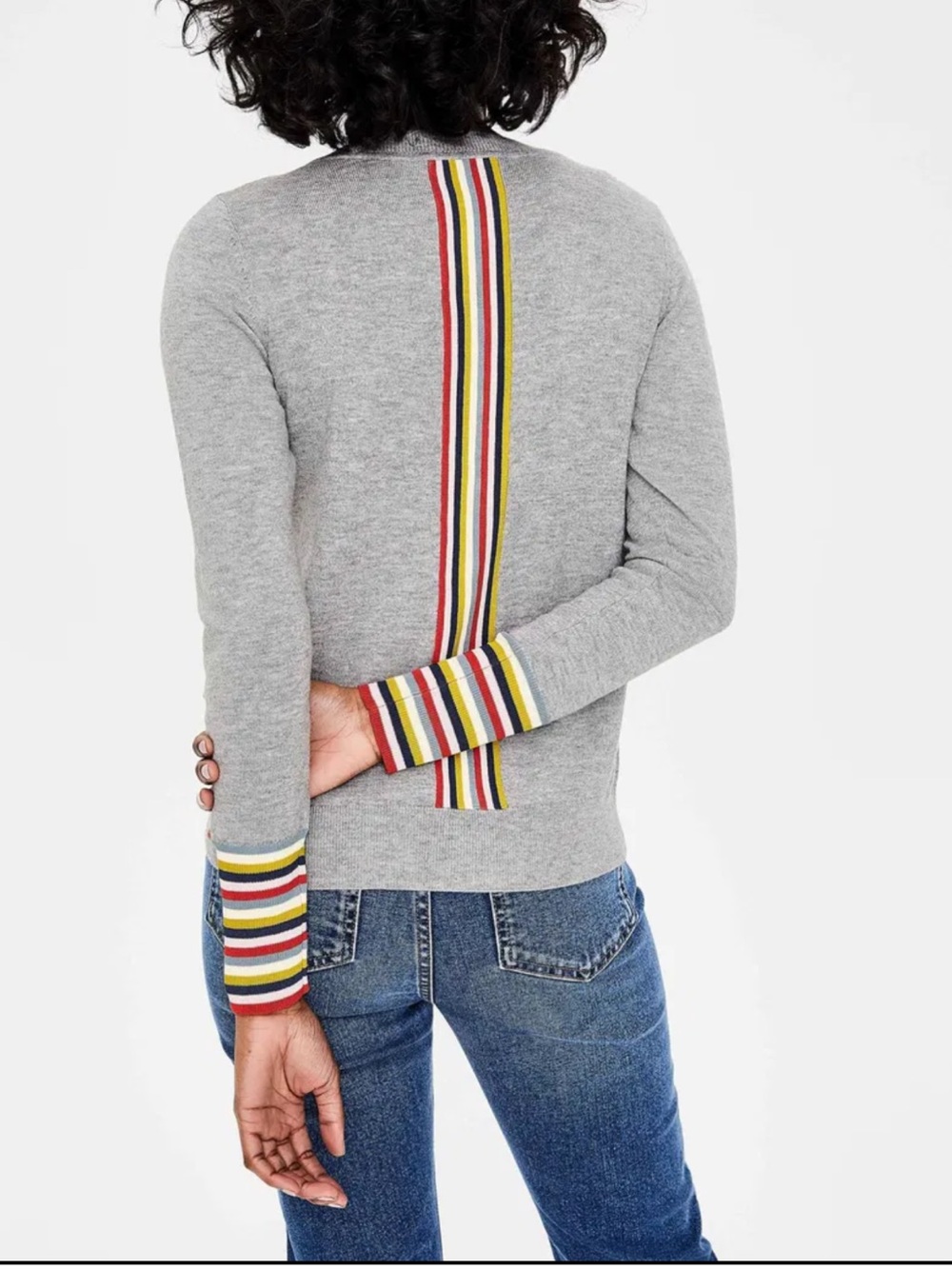 Boden Cassandra Cardigan Size XL Cotton and Wool and Colorful Stripes - Picture 2 of 6